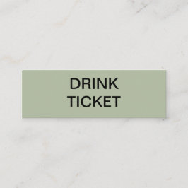 Simple Sage Green Pas getrouwd Wedding Drink Ticke Mini Visitekaartje