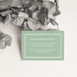 Simple Sage Green Wedding Hotel Accommododation Ka Informatiekaartje<br><div class="desc">Schuif deze kinderkaartjes in je trouwuitnodigingen om gasten uit de stad te laten weten wat er in een hotel of een groepscode is geregeld,  samen met informatie over het hotelcontact. De groene lentekaarten zijn voorzien van eenvoudige witte blokletters. Coördinaten met onze lente Iris bruiloft-uitnodiging.</div>