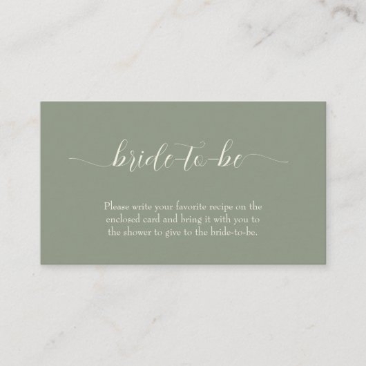 Simple Sage Green Wedding Informatiekaartje (Voorkant)