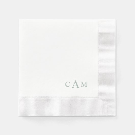 Simple Sage Monogram II Wedding Cocktail Napkins Servet (Voorkant)