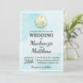 Simple Sand Dollar Beach Theme bruiloft uitnodigin Kaart (Staand voorkant)