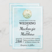 Simple Sand Dollar Beach Theme bruiloft uitnodigin Kaart (Voorkant / Achterkant)