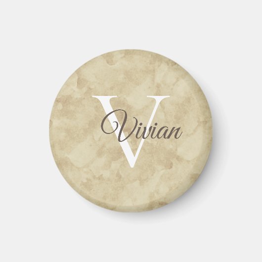 Simple Sandy Beige Waterverf Monogram Name Magnet (Voorkant)