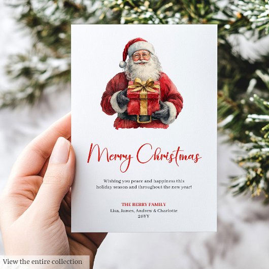 Simple Santa Claus Modern Script Font Holiday Card Feestdagenkaart