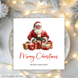 Simple Santa Claus Stylish Modern Holiday Napkin Servet