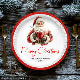 Simple Santa Claus Stylish Modern Holiday Plate Papieren Bordje