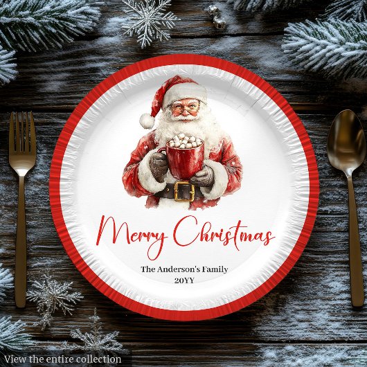 Simple Santa Claus Stylish Modern Holiday Plate Papieren Bordje