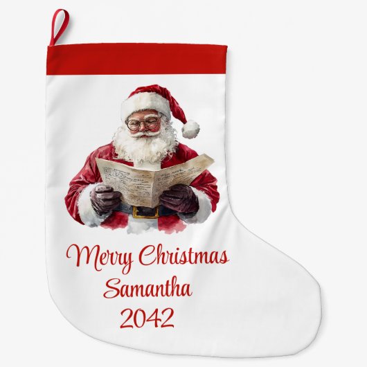 Simple Santa Claus Stylish Modern Holiday Stocking Grote Kerstsok (Voorkant)