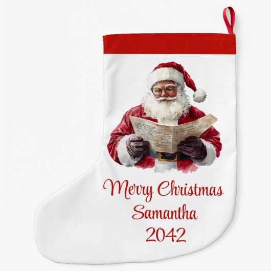 Simple Santa Claus Stylish Modern Holiday Stocking Grote Kerstsok (Achterkant)