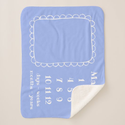 Simple Scalloped Lijst Baby Milestone Sherpa Deken (Voorkant)
