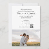 Simple Script 2 Photo White QR Code Wedding Kaart (Voorkant)
