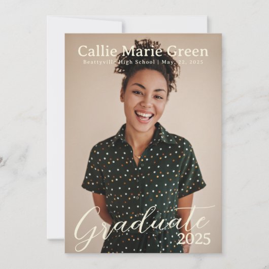 Simple Script Afstuderen Photo Announcement Kaart (Voorkant)