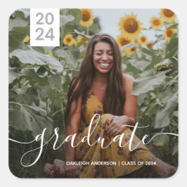 Simple Script Afstuderen Photo Vierkante Sticker