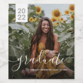 Simple Script Afstuderen Photo Wijn Etiket (Enkel label)