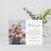 Simple Script Baby Photo Bedankkaart (Staand voorkant)