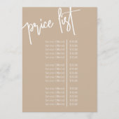 Simple Script Beige Salon Price List Service Menu (Voorkant)
