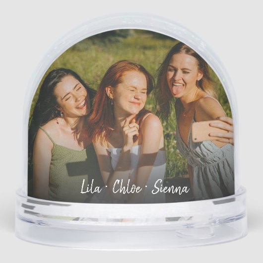 Simple Script Besties Forever Photo Keepsake Sneeuwbol (Achterkant)