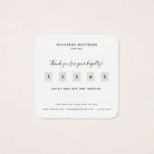 Simple Script Black- en Gold Monogram Loyalty-kaar Vierkante Visitekaartjes (Achterkant)