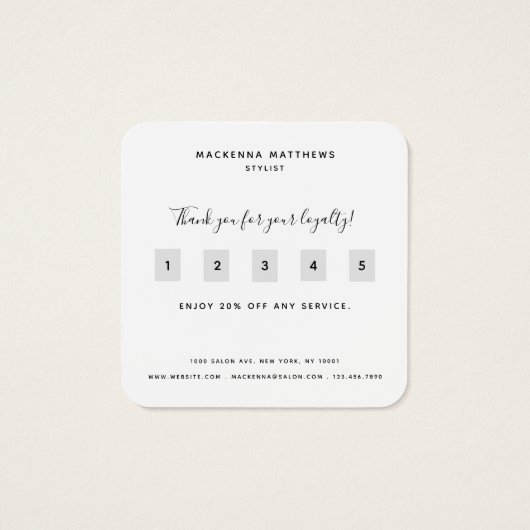 Simple Script Black- en Gold Monogram Loyalty-kaar Vierkante Visitekaartjes (Achterkant)