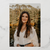 Simple Script Black & Gold Photo-Afstuderen Folie Uitnodiging (Achterkant)