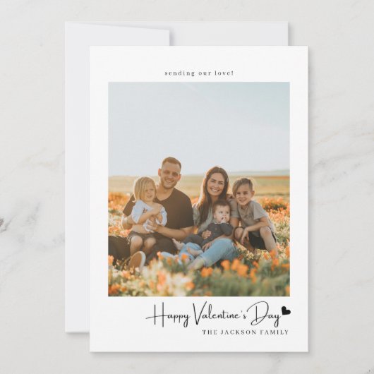 Simple Script Black Heart Valentijns Card Foto Kaart (Voorkant)