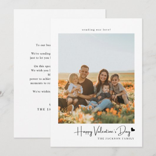 Simple Script Black Heart Valentijns Card Foto Kaart (Voorkant / Achterkant)