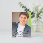 Simple Script Black Overlay Photo Afstuderen Briefkaart (Staand voorkant)