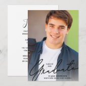 Simple Script Black Overlay Photo Graduparty Kaart (Voorkant / Achterkant)