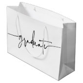 Simple Script Black White Afstuderen Gift Bag Groot Cadeauzakje (Achterkant Gekanteld)