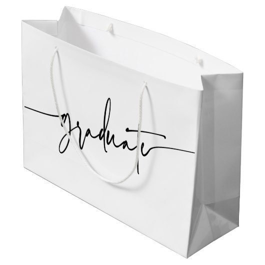 Simple Script Black White Afstuderen Gift Bag Groot Cadeauzakje (Achterkant Gekanteld)