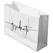 Simple Script Black White Afstuderen Gift Bag Groot Cadeauzakje (Voorkant Gekanteld)