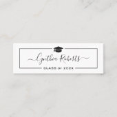 Simple Script Black White Graduation Insert Card Mini Visitekaartje (Voorkant)