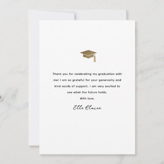 Simple Script Black & White Photo Afstuderen Bedankkaart (Achterkant)