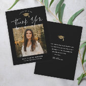 Simple Script Black & White Photo Afstuderen Bedankkaart