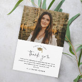 Simple Script Black & White Photo Afstuderen Bedankkaart