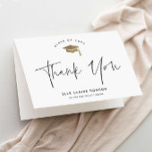 Simple Script Black & White Photo Afstuderen Bedankkaart