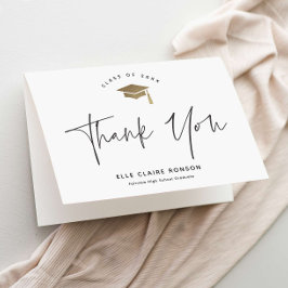 Simple Script Black & White Photo Afstuderen Bedankkaart