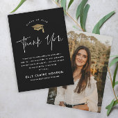 Simple Script Black & White Photo Afstuderen Bedankkaart