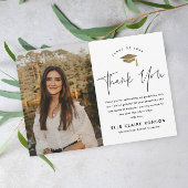 Simple Script Black & White Photo Afstuderen Bedankkaart