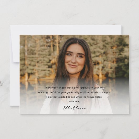 Simple Script Black & White Photo Afstuderen Bedankkaart (Achterkant)