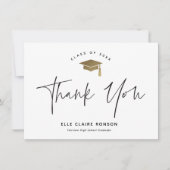 Simple Script Black & White Photo Afstuderen Bedankkaart (Voorkant)