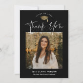 Simple Script Black & White Photo Afstuderen Bedankkaart (Voorkant)