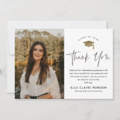 Simple Script Black & White Photo Afstuderen Bedankkaart (Voorkant)