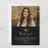 Simple Script Black & White Photo Afstuderen Bedankkaart (Voorkant)