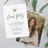 Simple Script Black & White Photo Graduparty Kaart