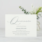 Simple Script Black White Quinceañera Invite Bedankkaart (Staand voorkant)