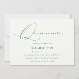 Simple Script Black White Quinceañera Invite Bedankkaart