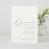 Simple Script Black White Quinceañera Invite Bedankkaart (Staand voorkant)