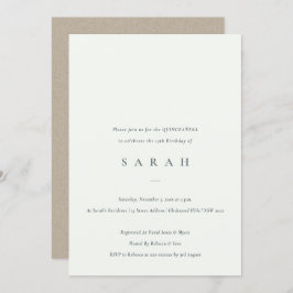 Simple Script Black White Quinceañera Invite Bedankkaart