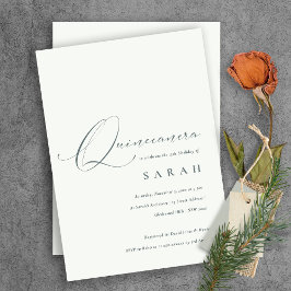 Simple Script Black White Quinceañera Invite Bedankkaart